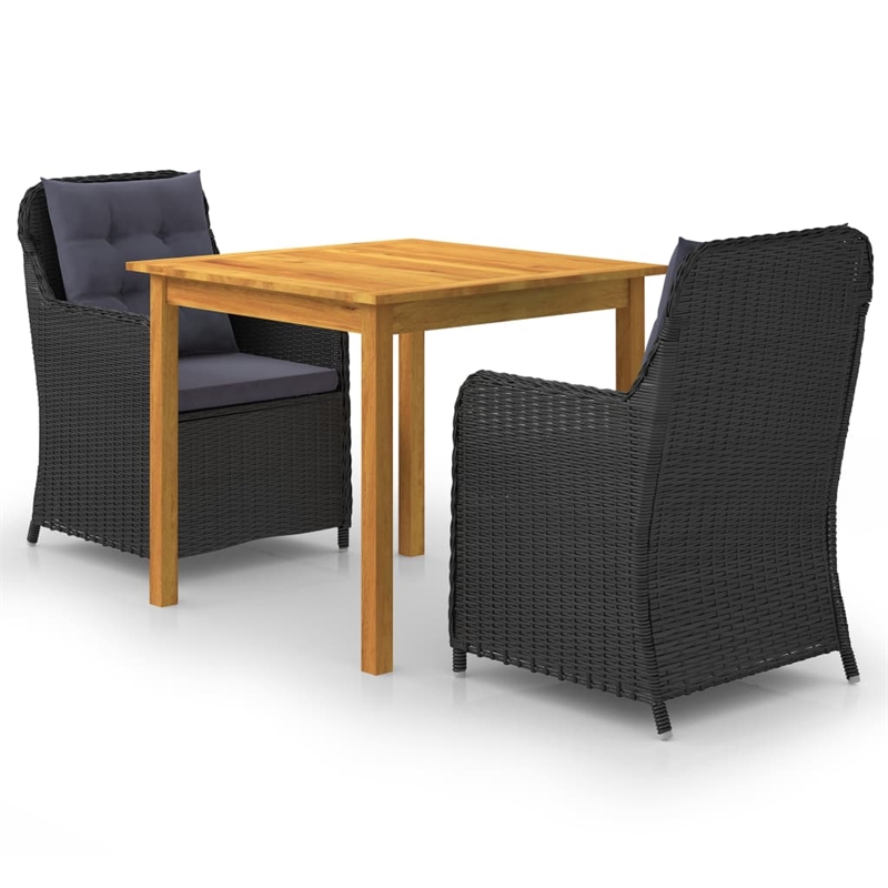 vidaXL Dining Set in Black Chair/Dark Gray Cushion