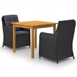 vidaXL Dining Set in Black Chair/Dark Gray Cushion