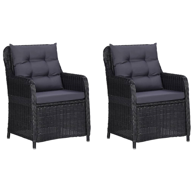vidaXL Dining Set in Black Chair/Dark Gray Cushion