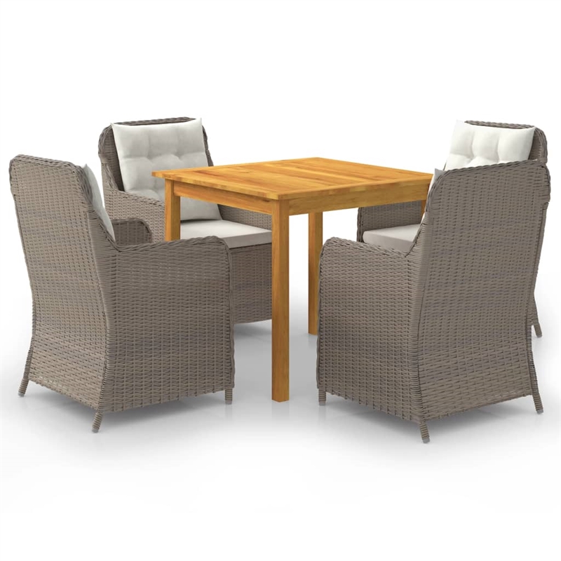vidaXL Dining Set in Brown Solid Acacia Wood Medium Removable Covers