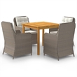 vidaXL Dining Set in Brown Solid Acacia Wood Medium Removable Covers