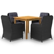 vidaXL Dining Set in Black Solid Acacia Wood Compact Ergonomic Dining Set