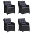 vidaXL Dining Set in Black Solid Acacia Wood Compact Ergonomic Dining Set
