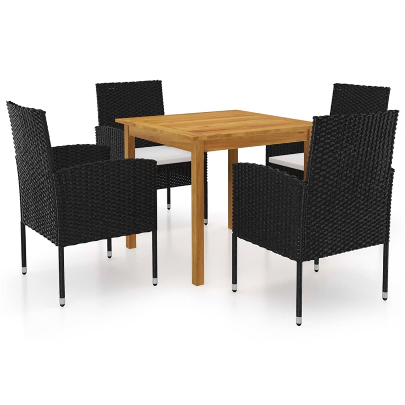 vidaXL Garden Dining Set in Black/Cream White