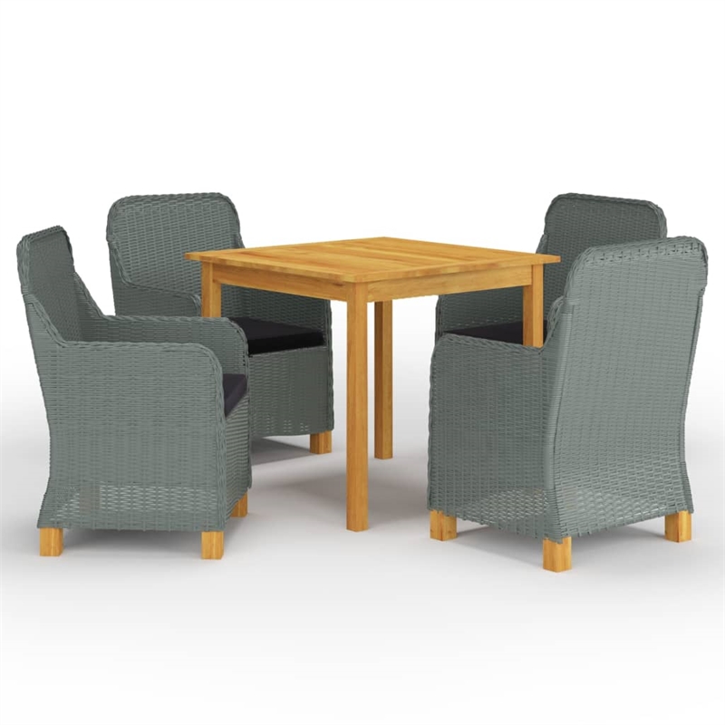 vidaXL Garden Dining Set in Light Gray/Black/Natural Wood