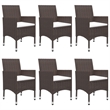 vidaXL Solid Acacia Wood Large Ergonomic Dining Set in Brown
