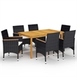 vidaXL Solid Acacia Wood Medium Ergonomic Dining Set in Black