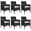 vidaXL Solid Acacia Wood Medium Ergonomic Dining Set in Black