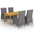 vidaXL Solid Acacia Wood Garden Dining Set in Gray