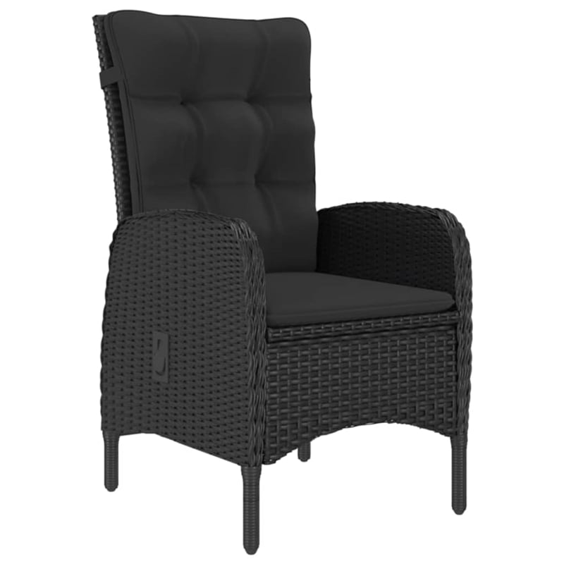 vidaXL Solid Acacia Wood Large Ergonomic Dining Set in Black
