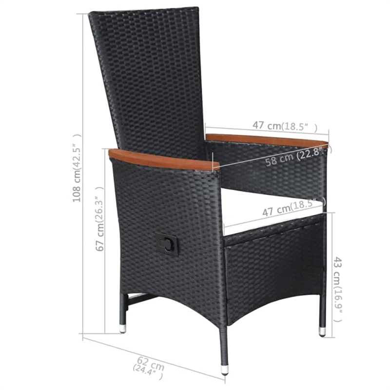 vidaXL Dining Set in Black/Natural Wood Tone