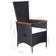 vidaXL Dining Set in Black/Natural Wood Tone