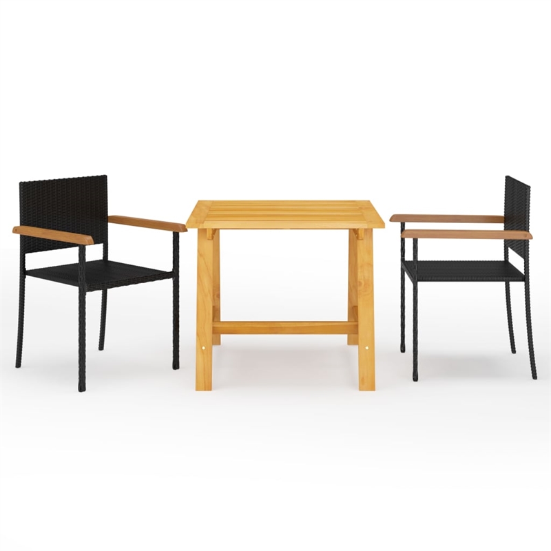 vidaXL Solid Acacia Wood Medium Durable Dining Set in Black