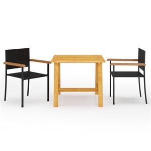 vidaXL Solid Acacia Wood Medium Durable Dining Set in Black