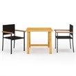 vidaXL Solid Acacia Wood Medium Durable Dining Set in Black