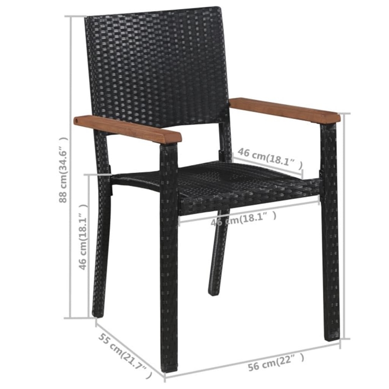 vidaXL Solid Acacia Wood Medium Durable Dining Set in Black