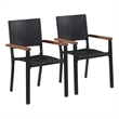vidaXL Solid Acacia Wood Medium Durable Dining Set in Black