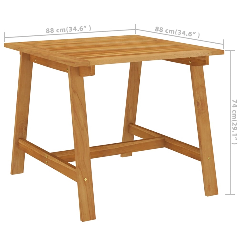 vidaXL Solid Acacia Wood 3 Piece Garden Dining Set in Gray