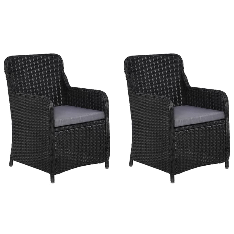 vidaXL Solid Acacia Wood Standard Removable Covers Dining Set in Black