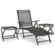 vidaXL Aluminum 10 Piece Set Adjustable Footrests Dining Set in Black