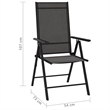 vidaXL Aluminum 10 Piece Set Adjustable Footrests Dining Set in Black
