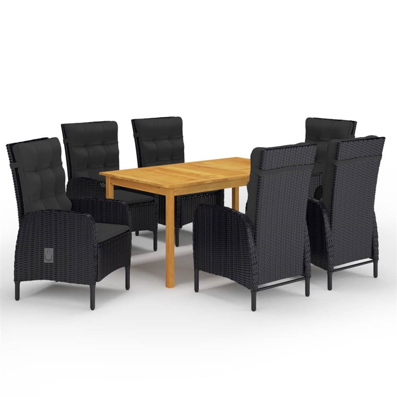 vidaXL Dining Set in Black/Natural Wood