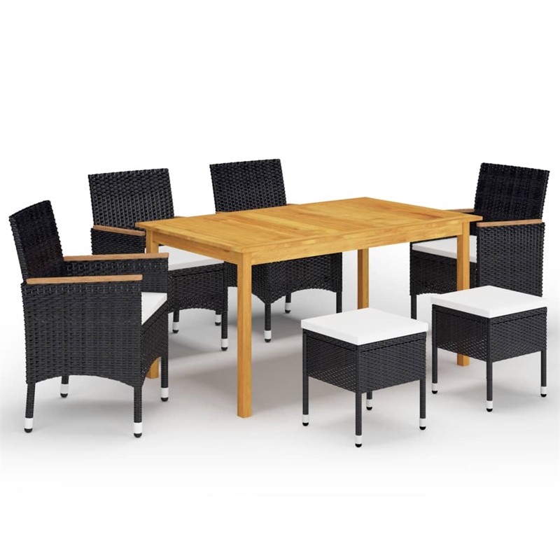 vidaXL Dining Set in Black/Cream/Natural Wood