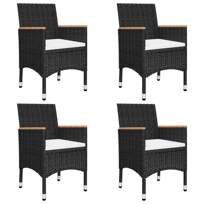 vidaXL Dining Set in Black/Cream/Natural Wood