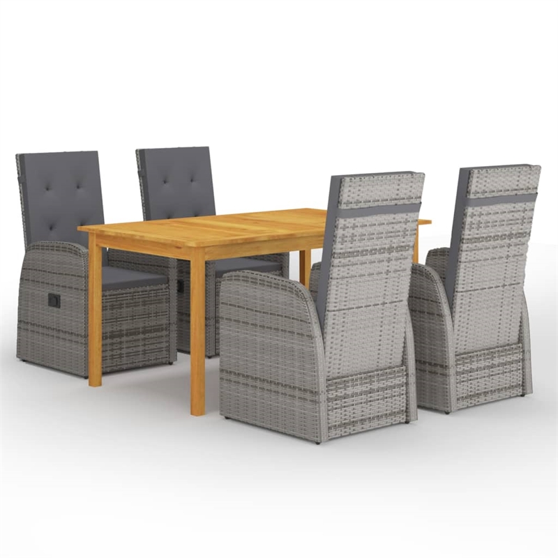 vidaXL Solid Acacia Wood Medium Garden Dining Set in Gray