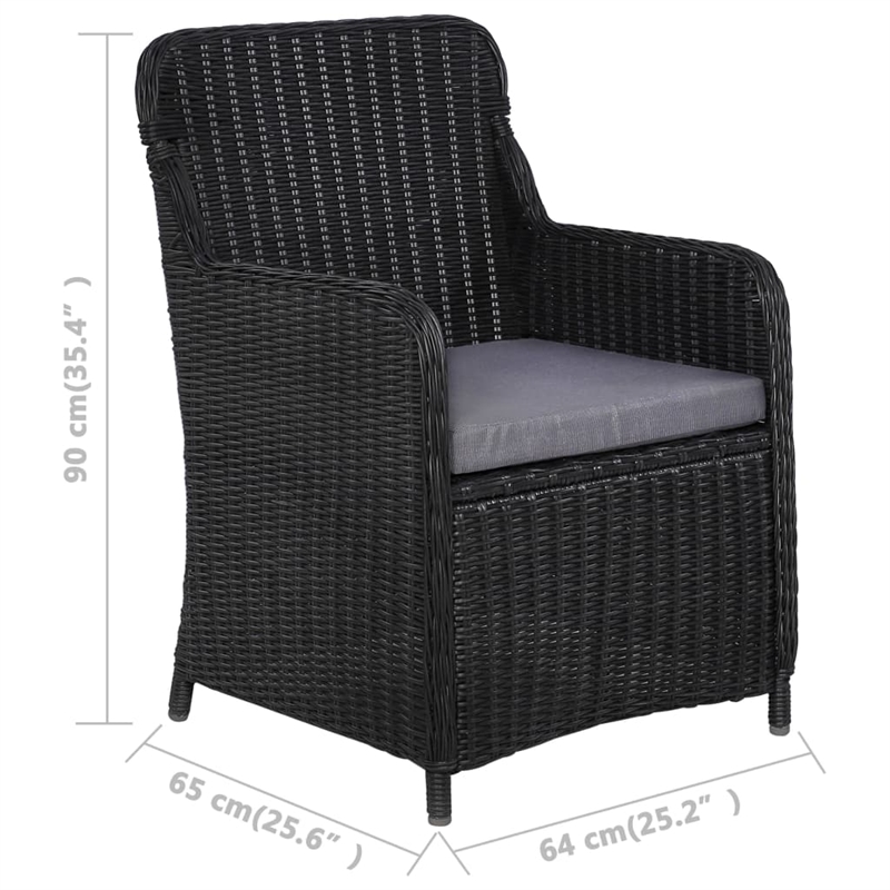vidaXL Dining Set in Black/Dark Gray/Acacia Wood
