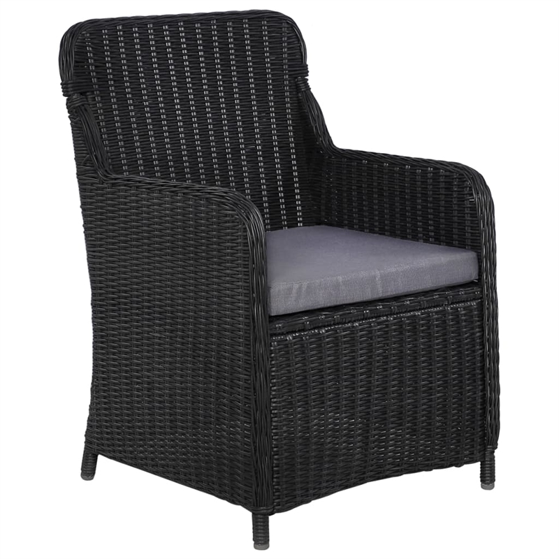 vidaXL Dining Set in Black/Dark Gray/Acacia Wood