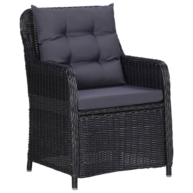 vidaXL Dining Set in Black Table/Dark Gray Cushions