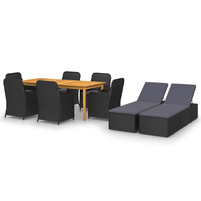vidaXL Dining Set in Black/Dark Gray Cushions
