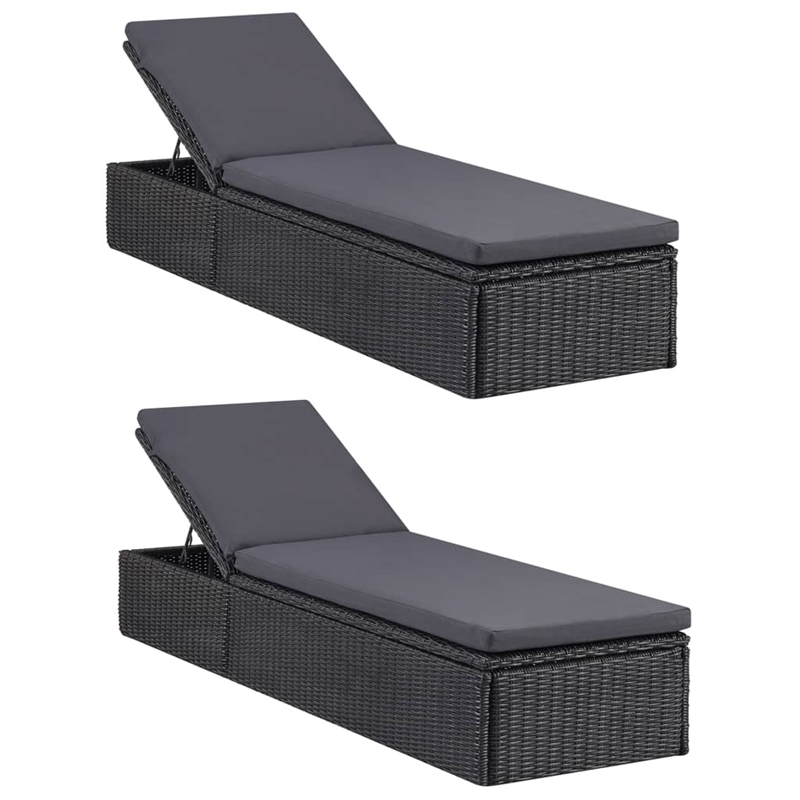 vidaXL Dining Set in Black/Dark Gray Cushions