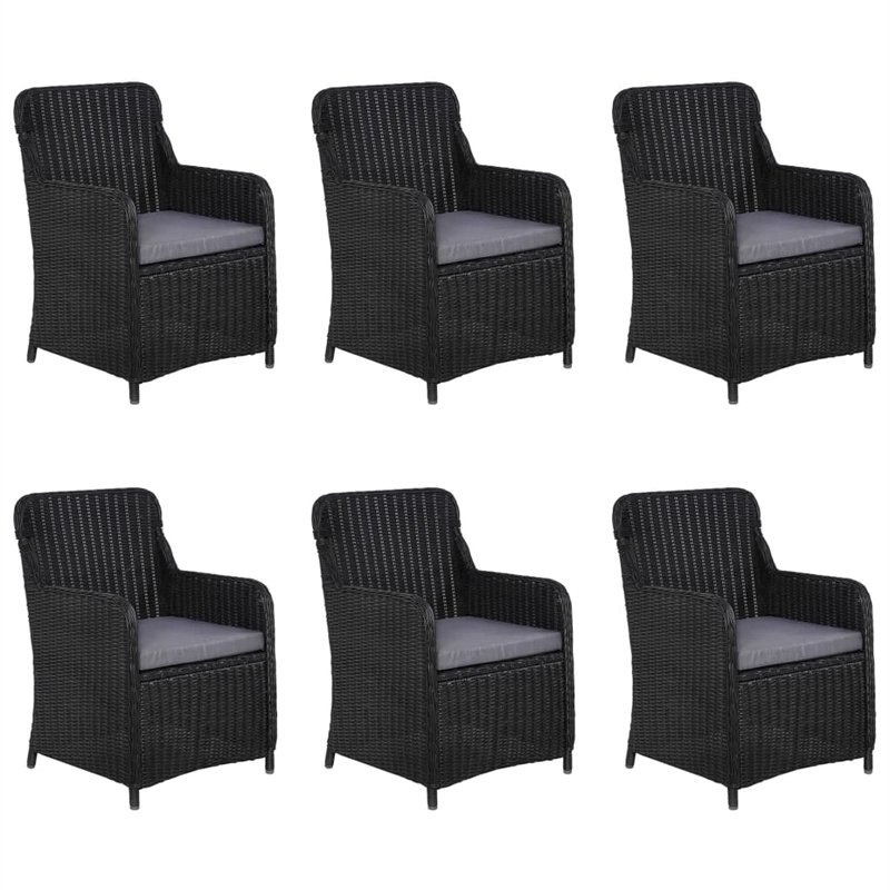 vidaXL Dining Set in Black/Dark Gray Cushions
