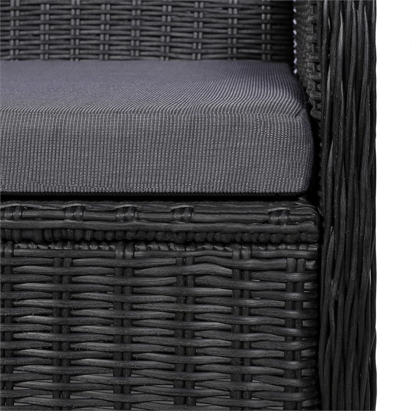 vidaXL Dining Set in Black/Dark Gray Cushions