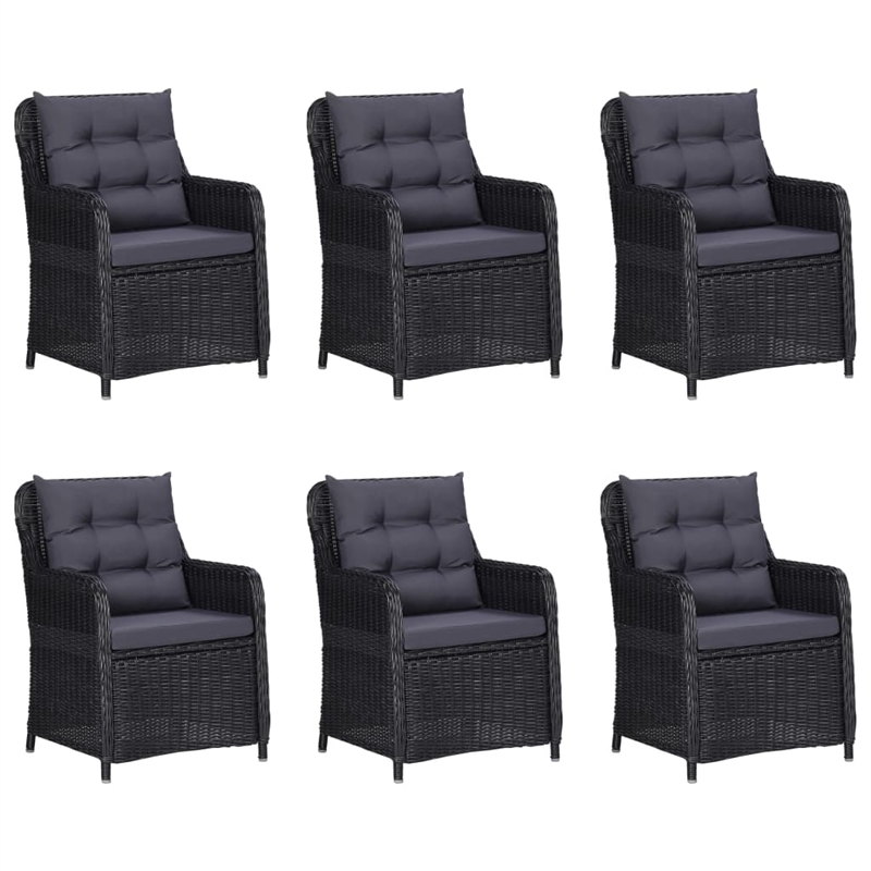 vidaXL Solid Acacia Wood Large Dining Set in Black/Dark Gray