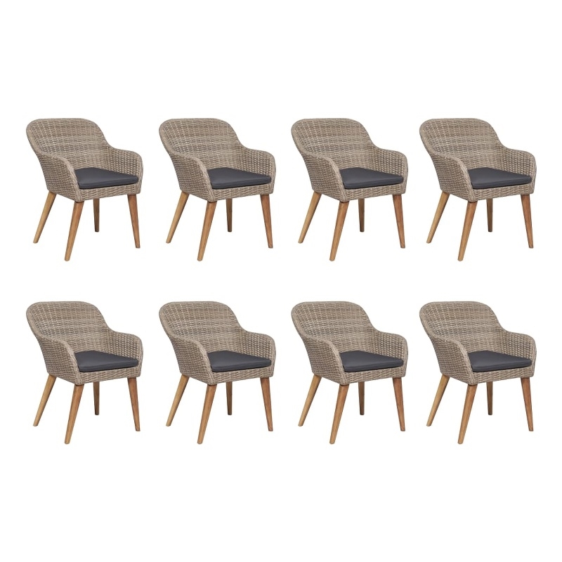vidaXL Solid Acacia Wood 9 Piece Durable Dining Set in Brown