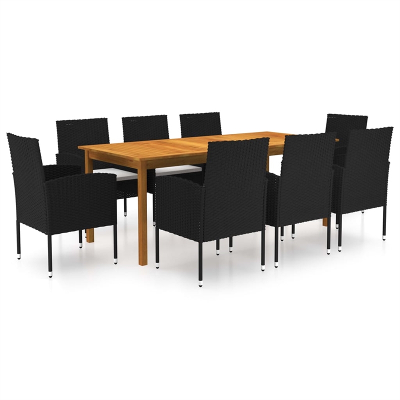 vidaXL Solid Acacia Wood Large Garden Dining Set in Black