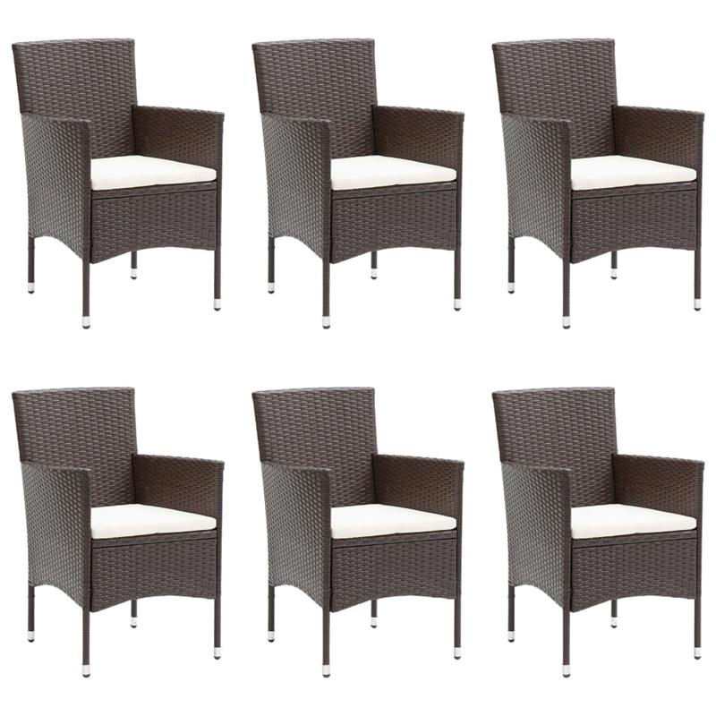 vidaXL Solid Acacia Wood/PE Rattan Large Dining Set in Brown and Cream White
