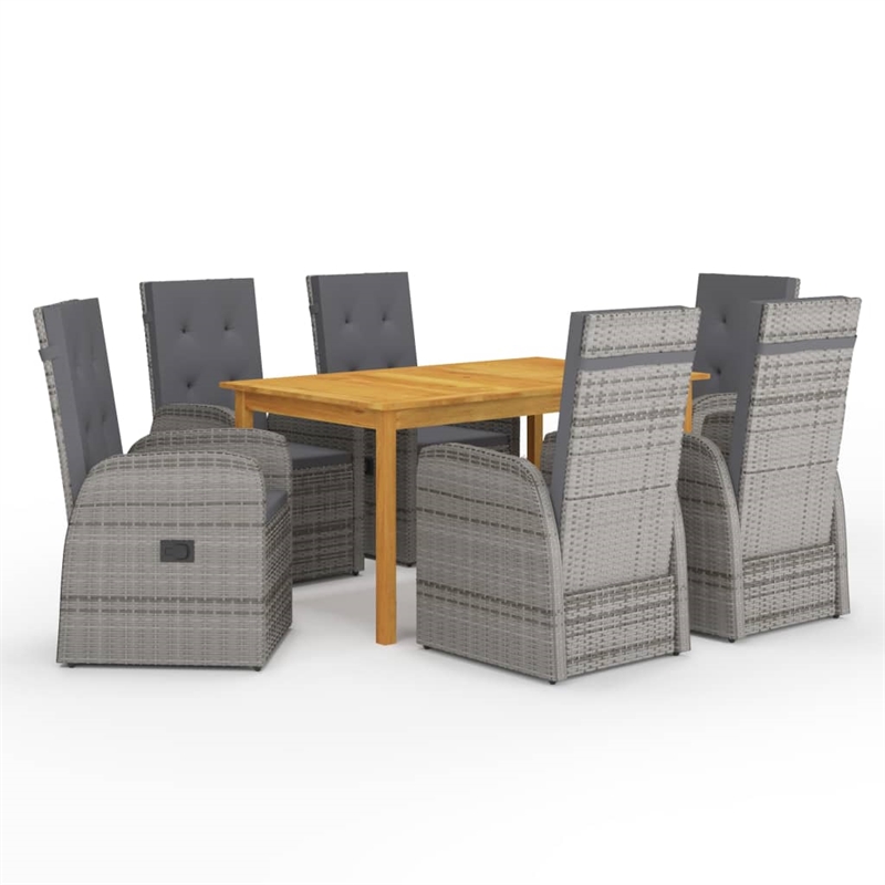 vidaXL Solid Acacia Wood Medium Removable Covers Garden Dining Set in Gray