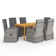 vidaXL Solid Acacia Wood Medium Removable Covers Garden Dining Set in Gray