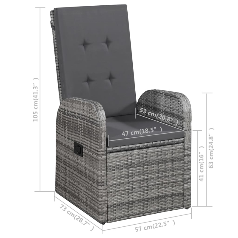 vidaXL Solid Acacia Wood Medium Removable Covers Garden Dining Set in Gray
