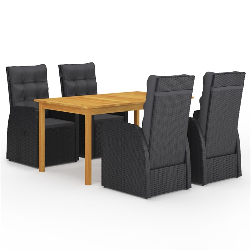 vidaXL Dining Set in Black/Natural Wood