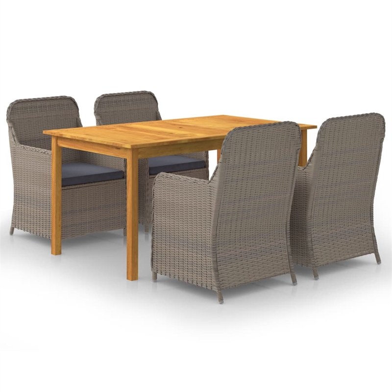 vidaXL Dining Set in Brown and Dark Gray