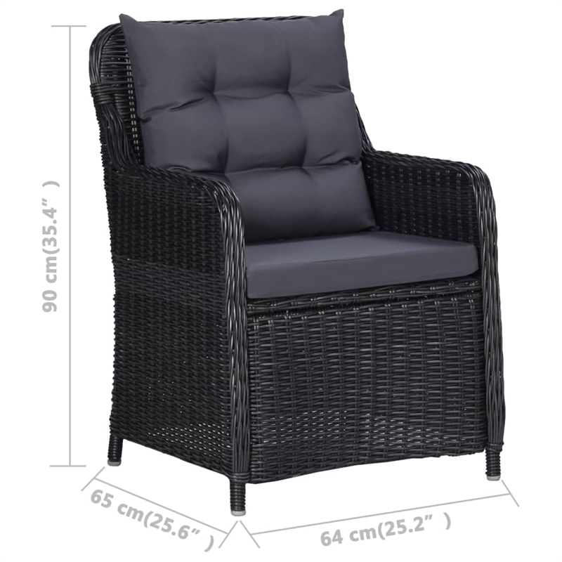 vidaXL Solid Acacia Wood 5 Piece Set Dining Set in Black