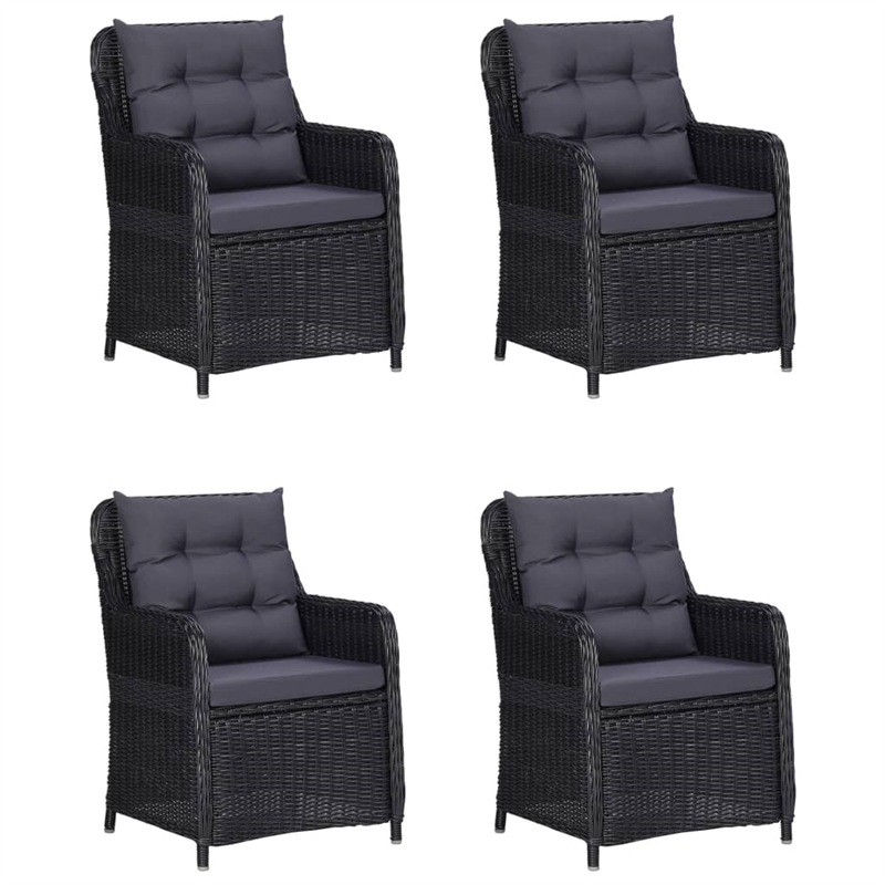 vidaXL Solid Acacia Wood 5 Piece Set Dining Set in Black