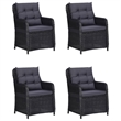 vidaXL Solid Acacia Wood 5 Piece Set Dining Set in Black
