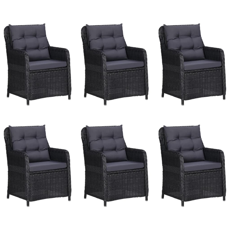 vidaXL 7 Pieces Solid Acacia Wood Dining Set in Black