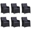vidaXL 7 Pieces Solid Acacia Wood Dining Set in Black